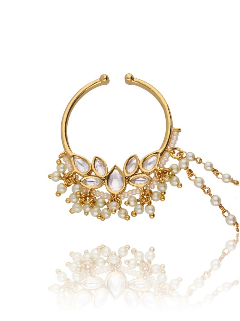 The Bridal Kundan And Pearls Embellished Nath : WFAE84