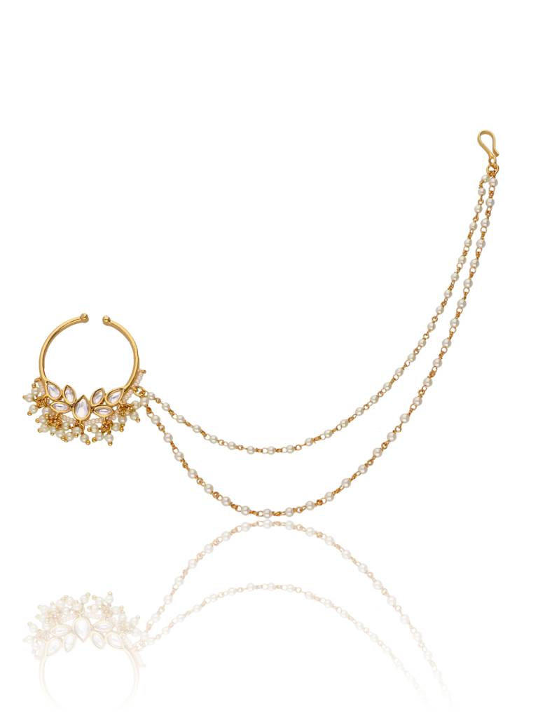 The Bridal Kundan And Pearls Embellished Nath : WFAE84