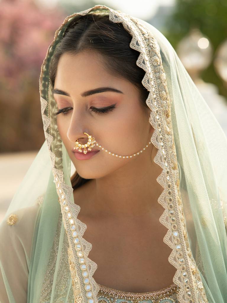 The Bridal Kundan And Pearl Drops Nath : WFAE93