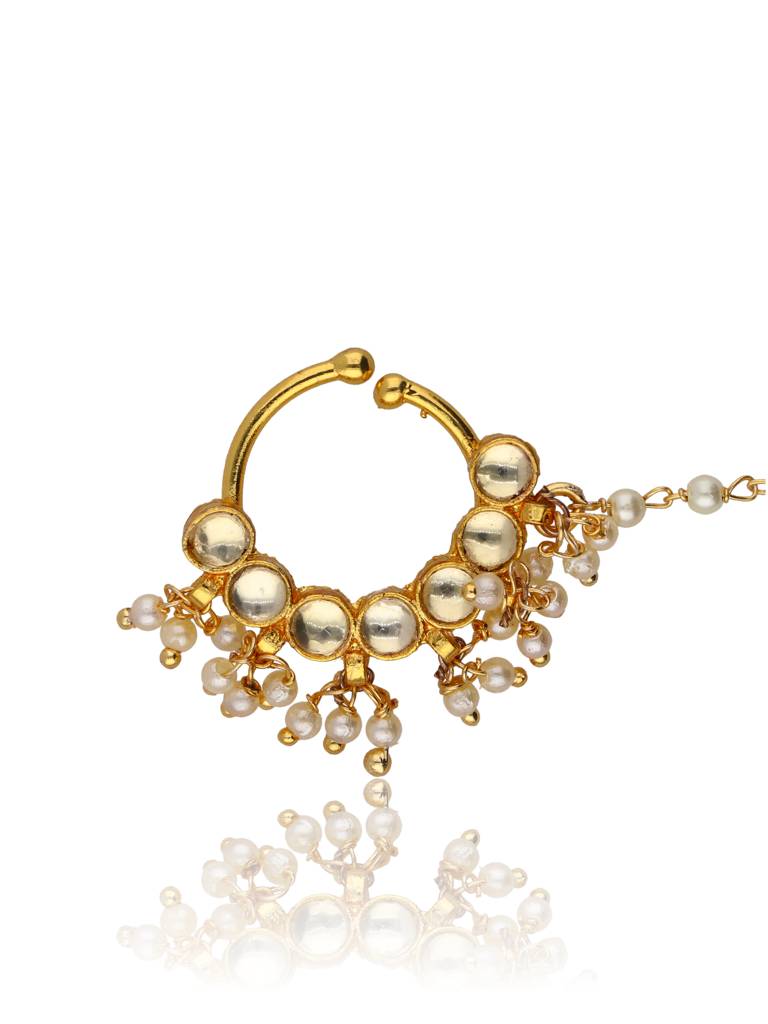 The Bridal Kundan And Pearl Drops Nath : WFAE93