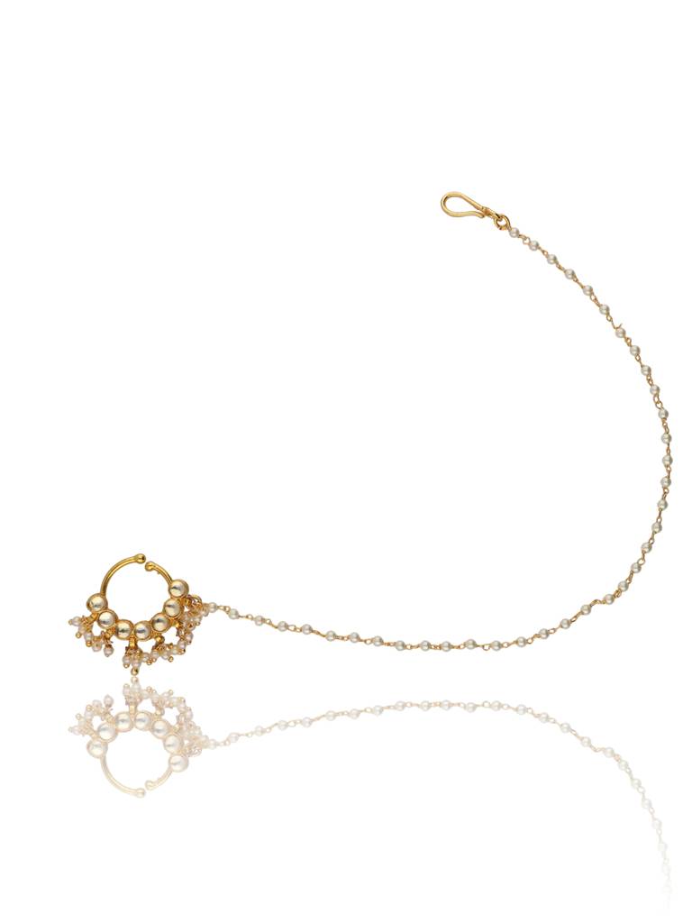 The Bridal Kundan And Pearl Drops Nath : WFAE93