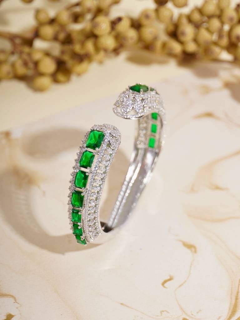 Emerald Princess Cut Cuff Bracelet : WFBC353