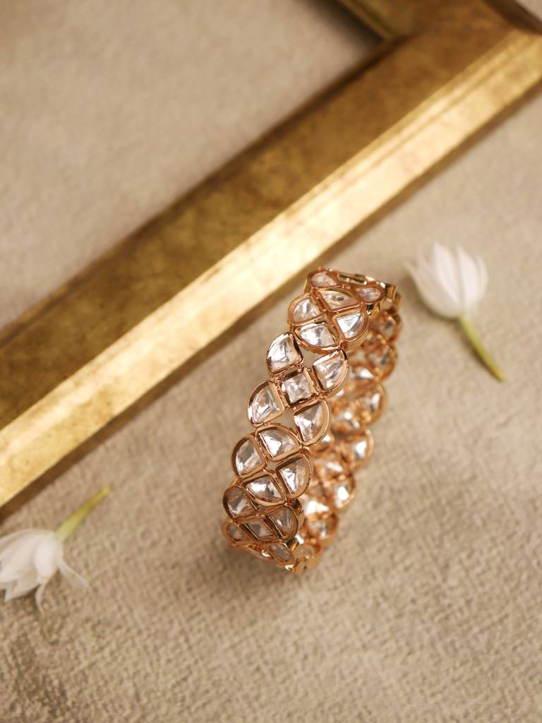 18 Kt Gold Plated Jadau Kundan Bangle : WFBE292