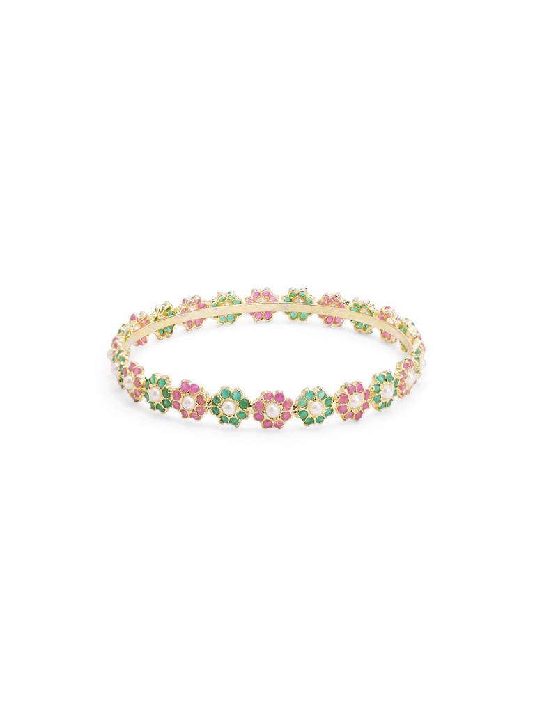 Meira Red & Green Floral Jadau Bangle : WFBE311