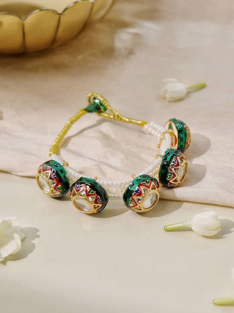Kundan And Emamel Dome Bracelet : WFBE355