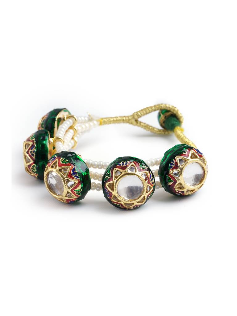 Kundan And Emamel Dome Bracelet : WFBE355