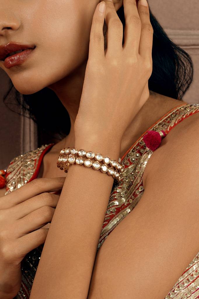 Dual Kundan Halo Bangle : WFBE360