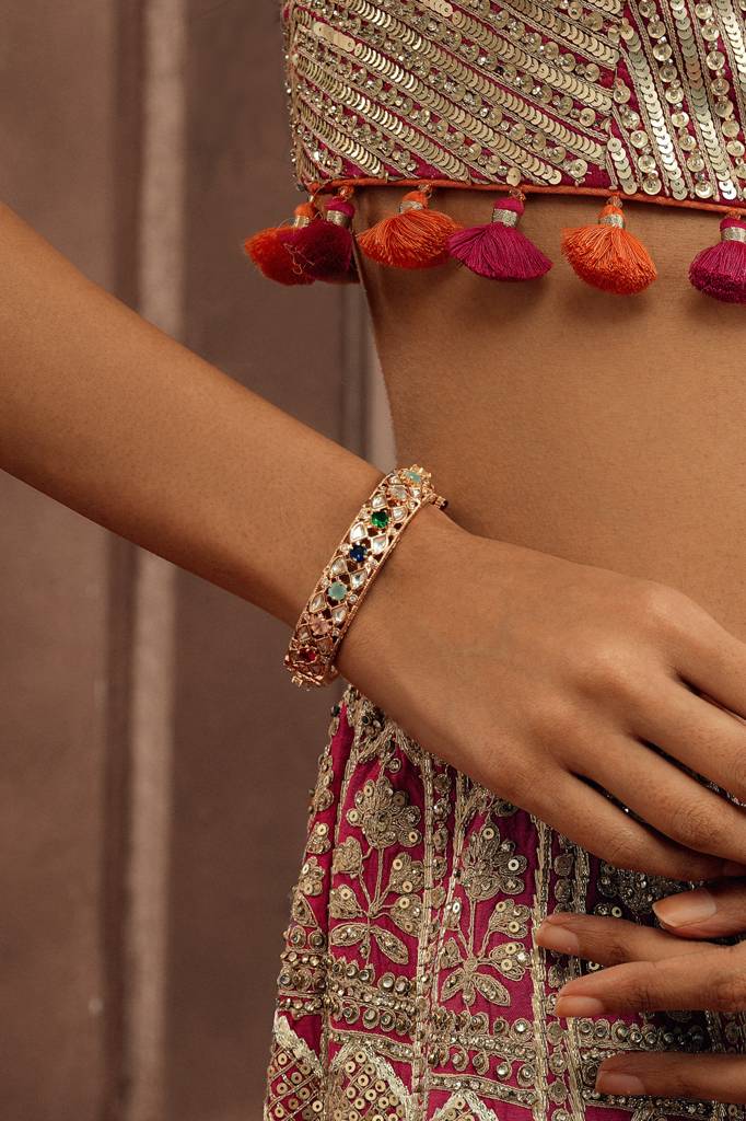 Multi-Coloured Gilded Gems Bangle : WFBE364