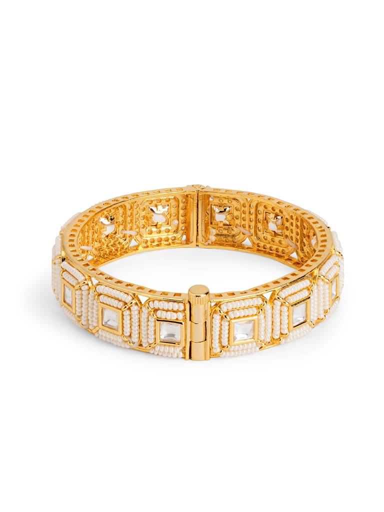 Strung Pearl Cubic Kundan Bangle : WFBE366