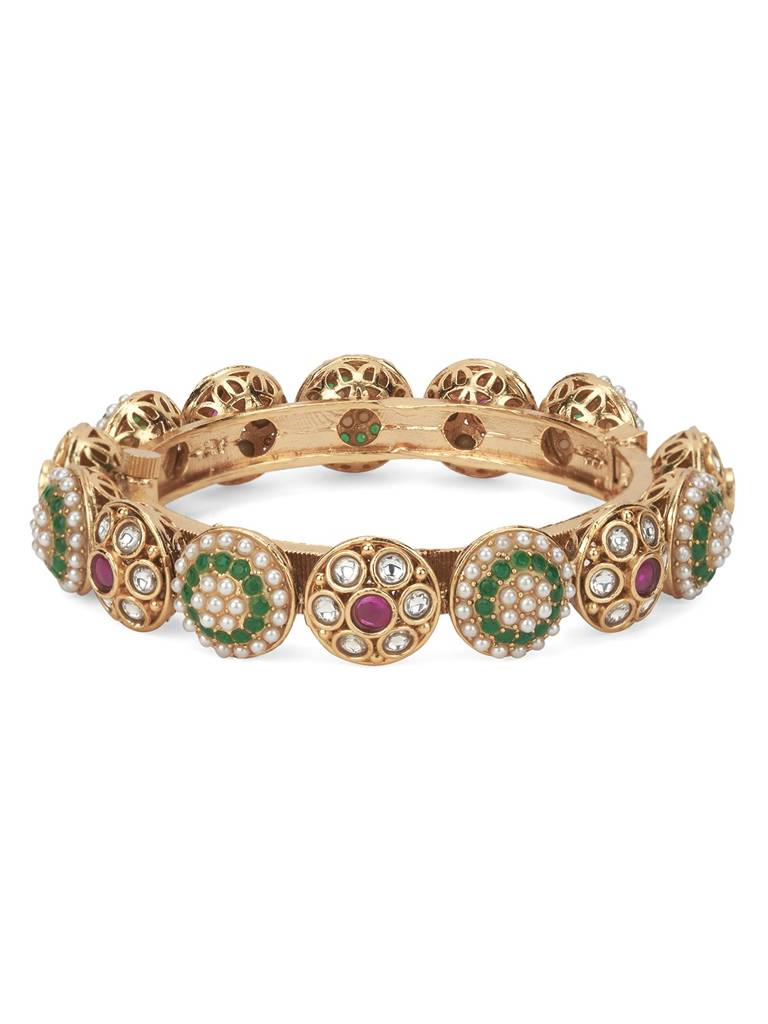 Kundan And Pearl Pacheli Bangle : WFBE378