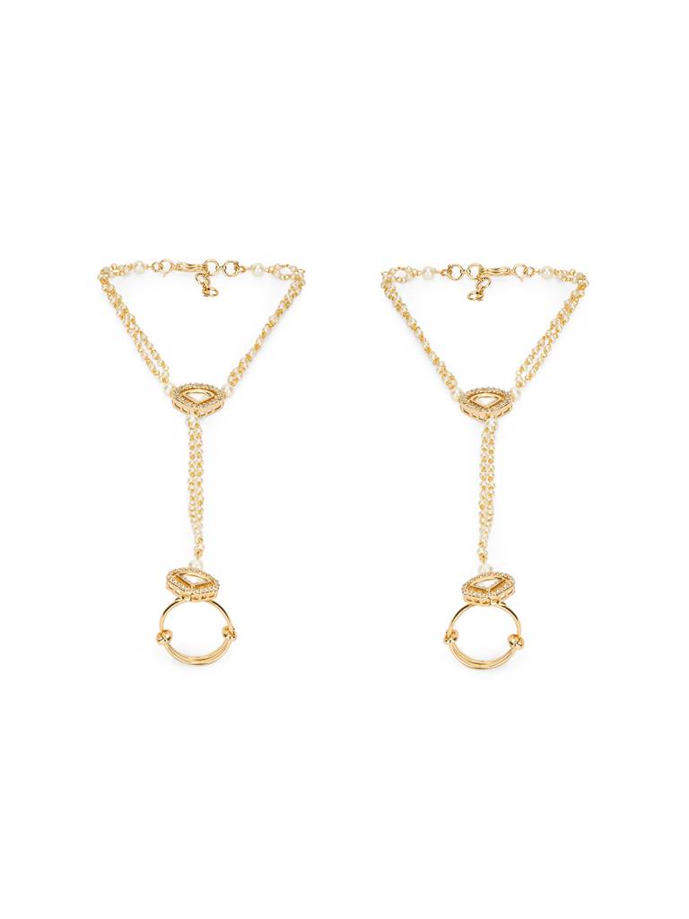 Minimal Pearly Kundan Hathphool : WFBE382