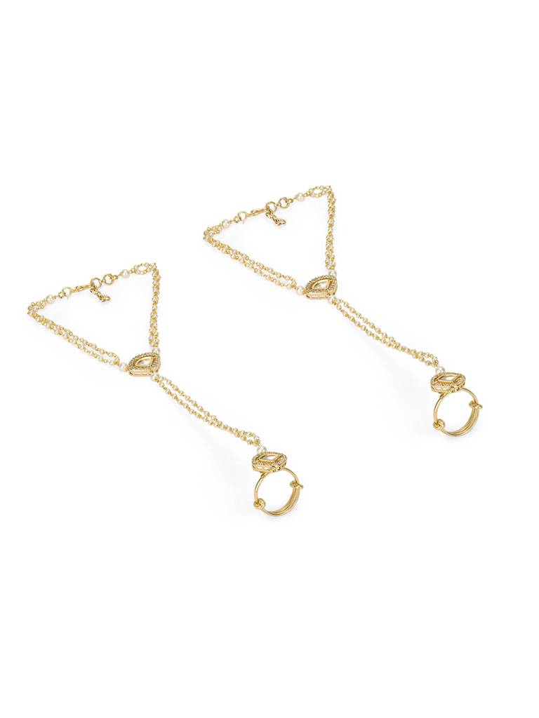 Minimal Pearly Kundan Hathphool : WFBE382