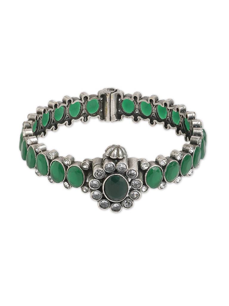 Gypsy Emerald Glow Oxidised Bangle : WFBO22