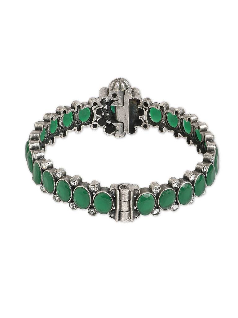 Gypsy Emerald Glow Oxidised Bangle : WFBO22