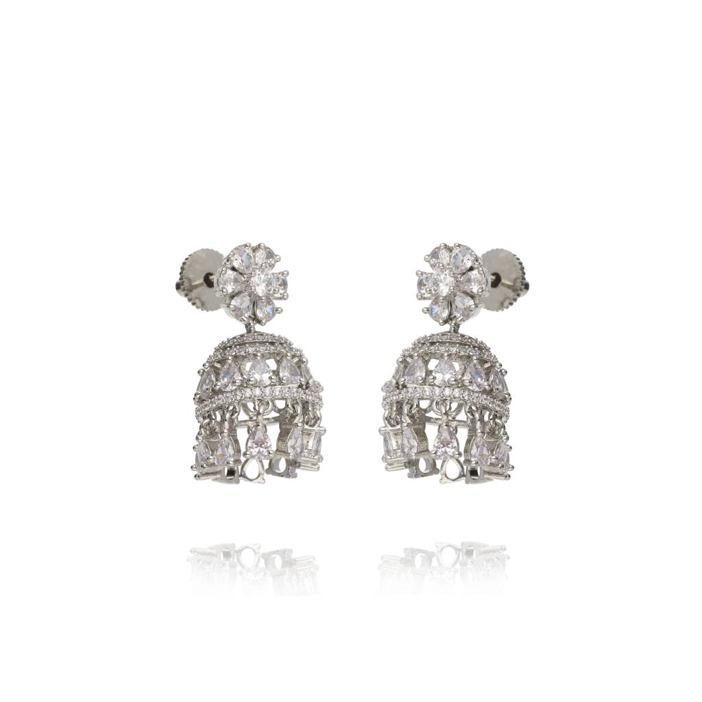 Diamante Trinket Mini Cubic Zirconia Jhumki Earrings : WFEC190