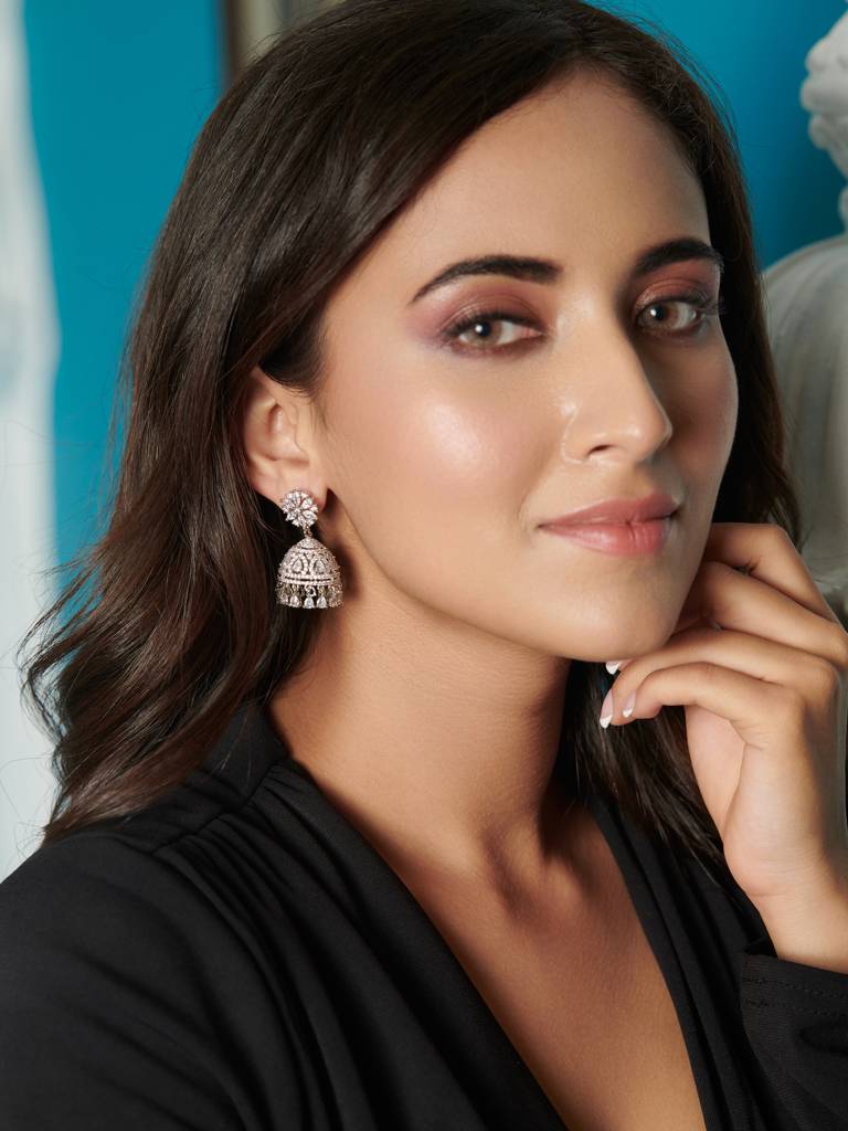 Diamante Florana Cubic Zirconia Jhumki Earrings : WFEC192