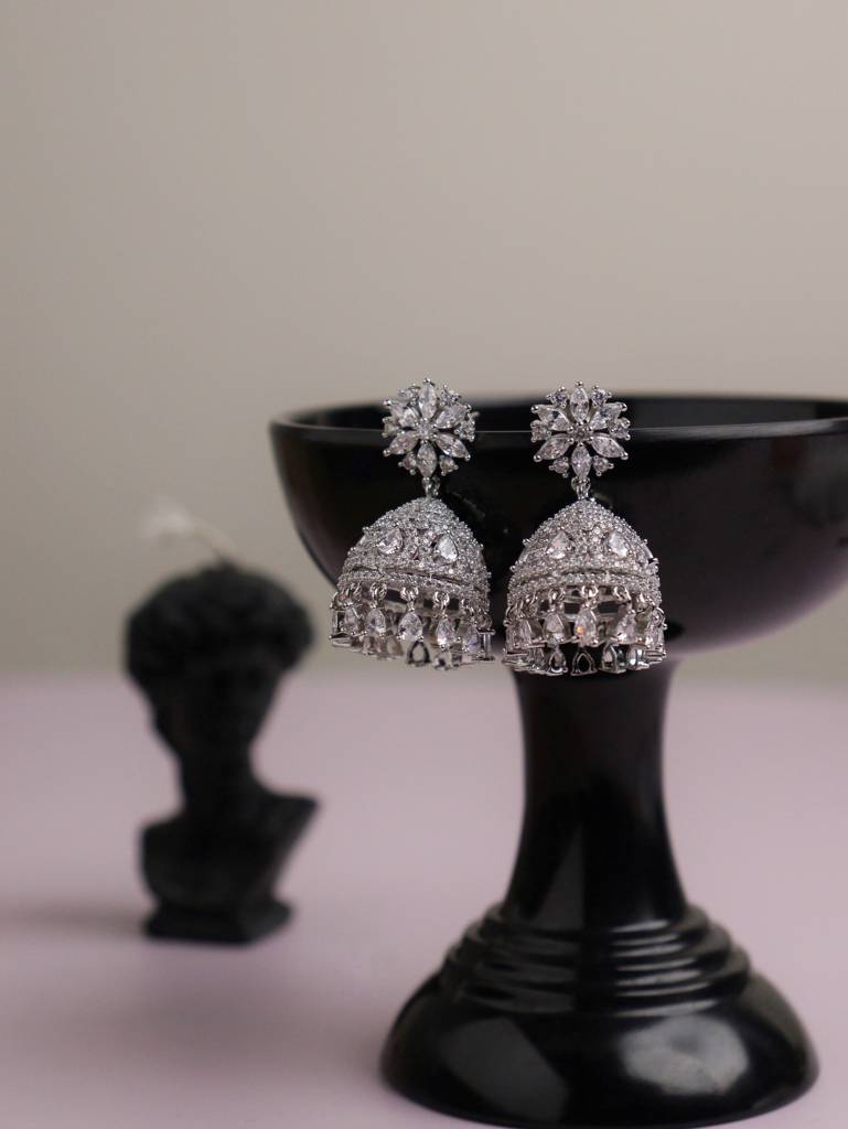 Diamante Florana Cubic Zirconia Jhumki Earrings : WFEC192