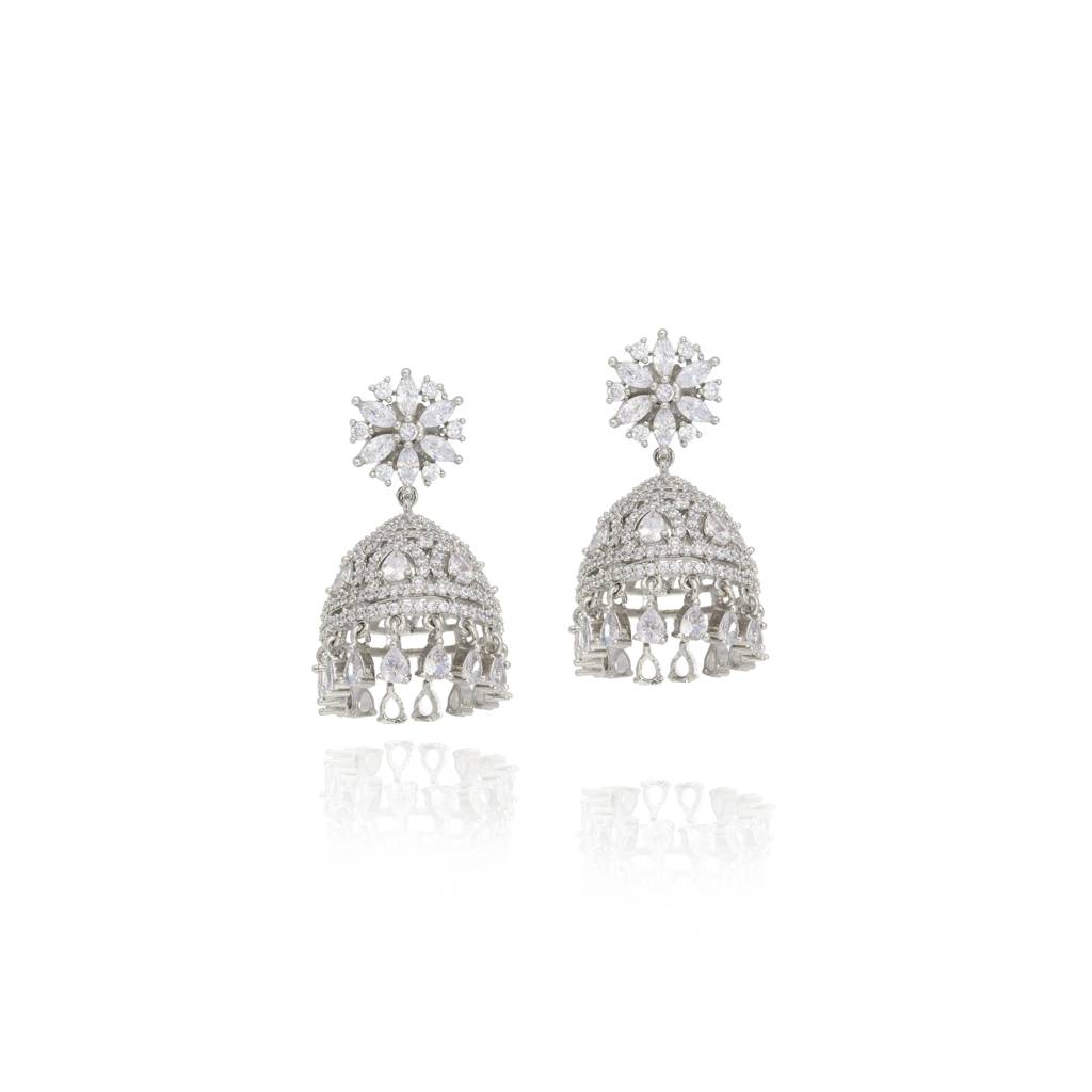 Diamante Florana Cubic Zirconia Jhumki Earrings : WFEC192