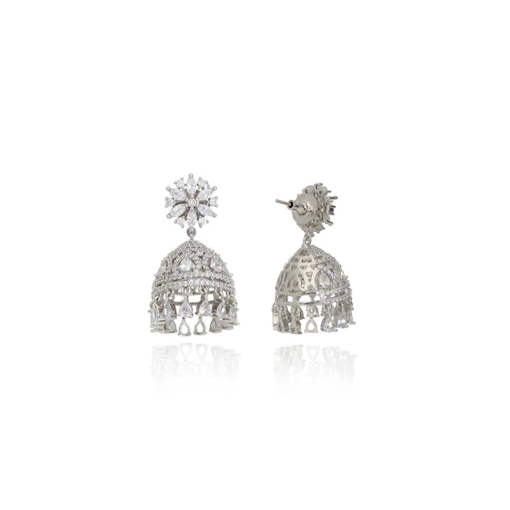 Diamante Florana Cubic Zirconia Jhumki Earrings : WFEC192