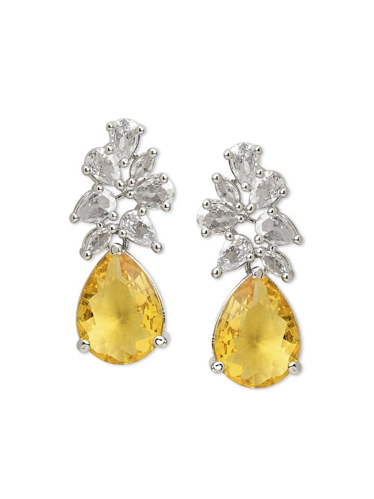 Golden Glow Cz Drop Earrings : WFEC393