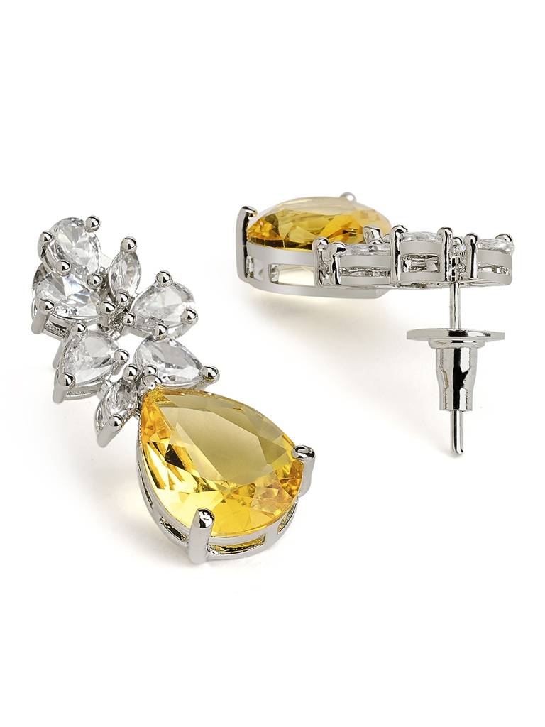 Golden Glow Cz Drop Earrings : WFEC393