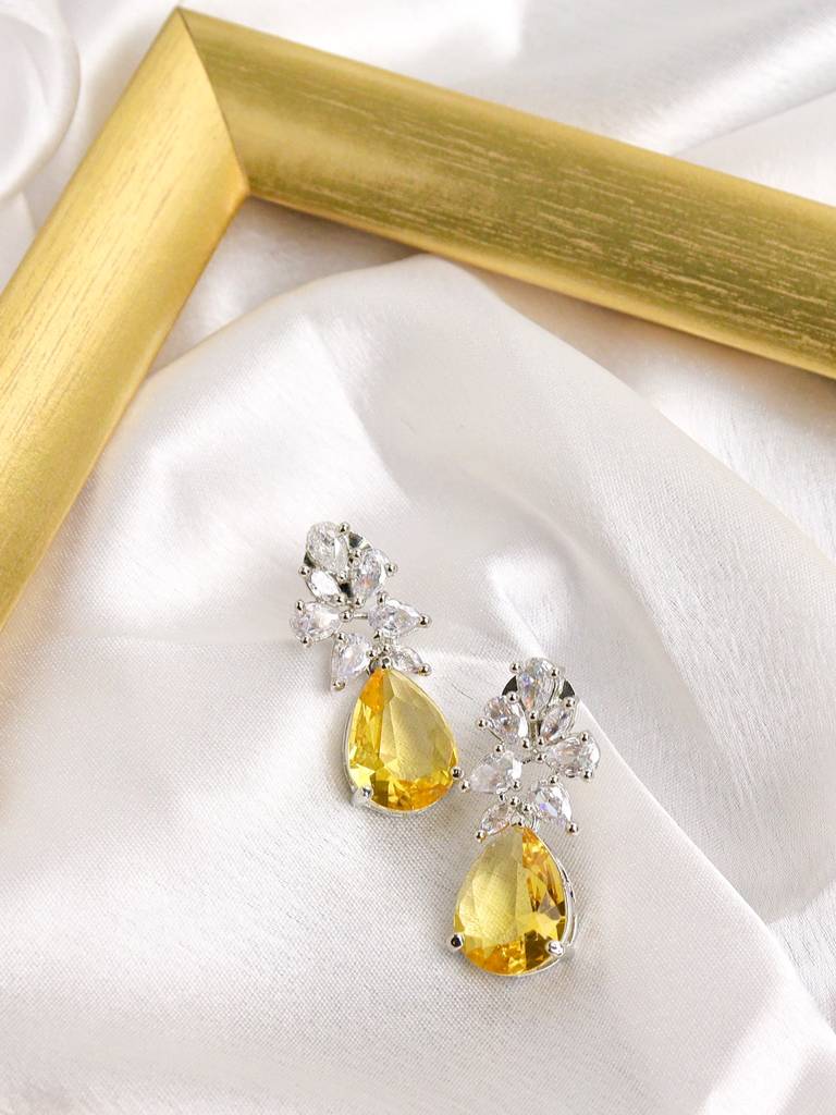 Golden Glow Cz Drop Earrings : WFEC393
