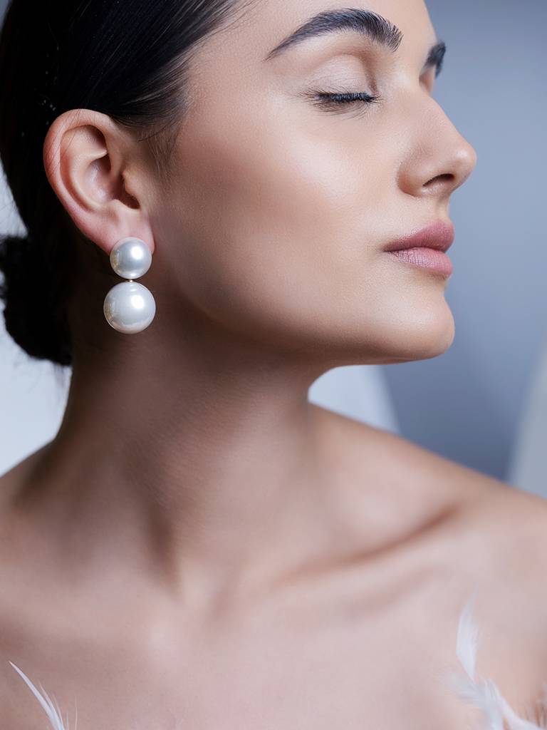 Duo Drop Pearl Earrings : WFEC413