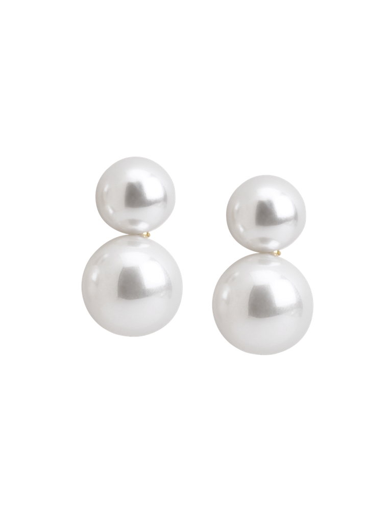 Duo Drop Pearl Earrings : WFEC413