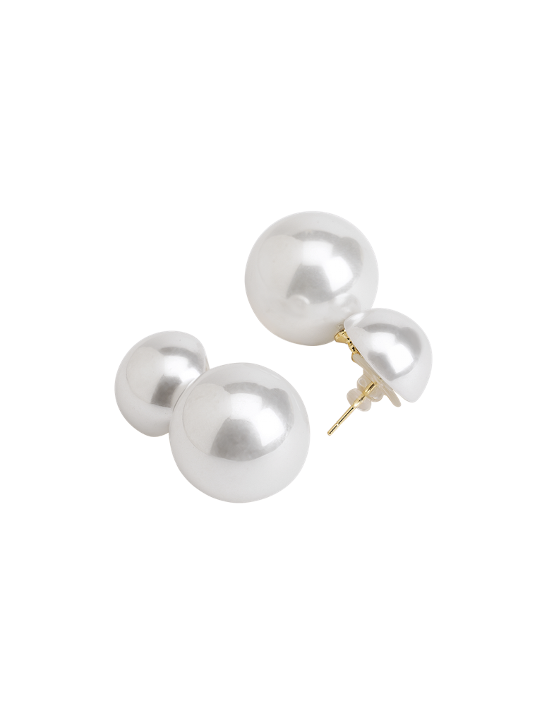 Duo Drop Pearl Earrings : WFEC413