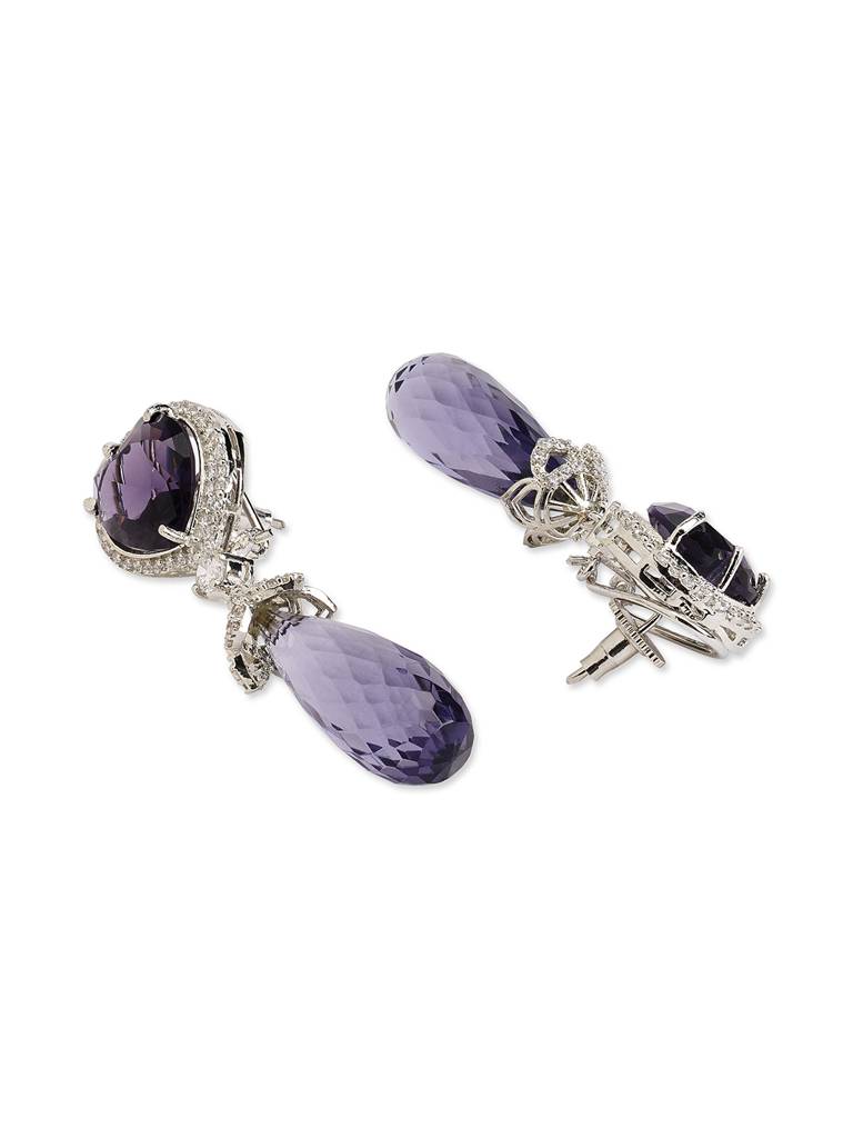 Amythyst Drop Cz Earrings : WFEC423