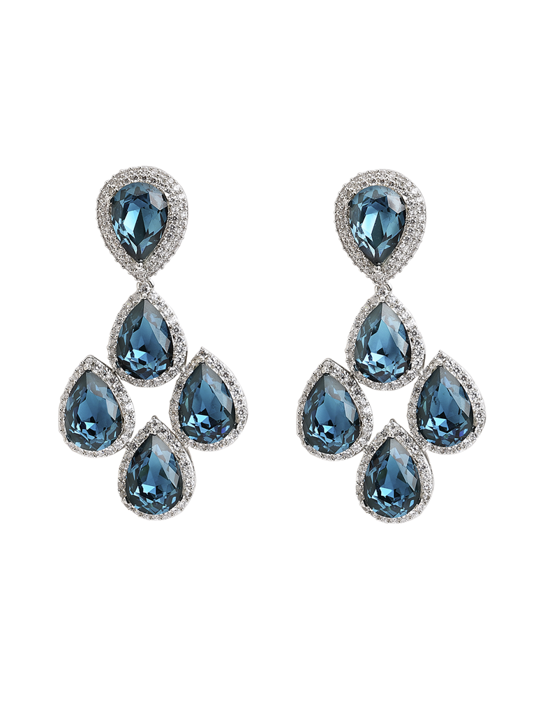 Midnight Blue Cz Dangler Earrings : WFEC425