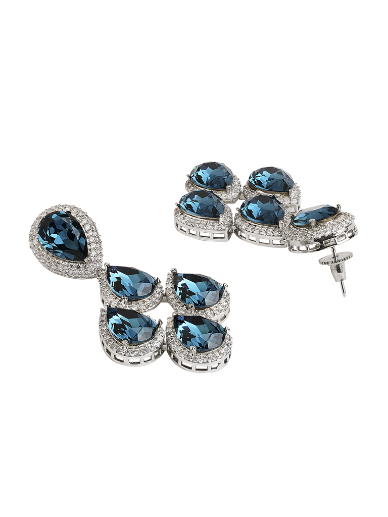 Midnight Blue Cz Dangler Earrings : WFEC425