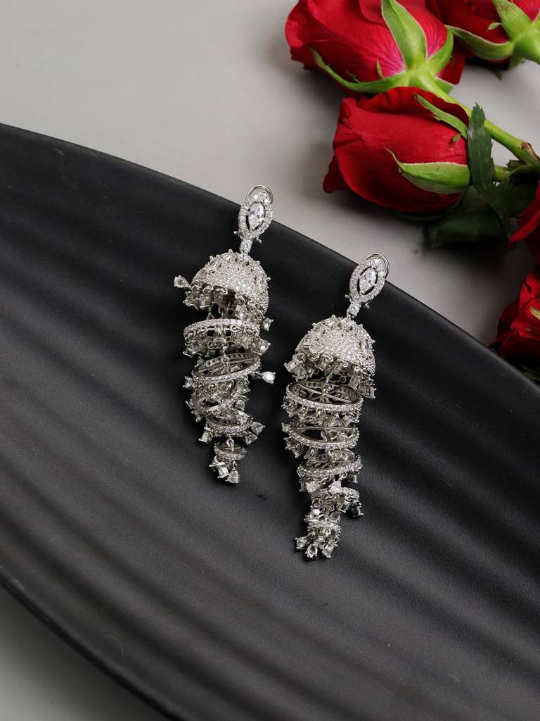 Sparkling Chandelier Cz Jhumki Earrings : WFEC429