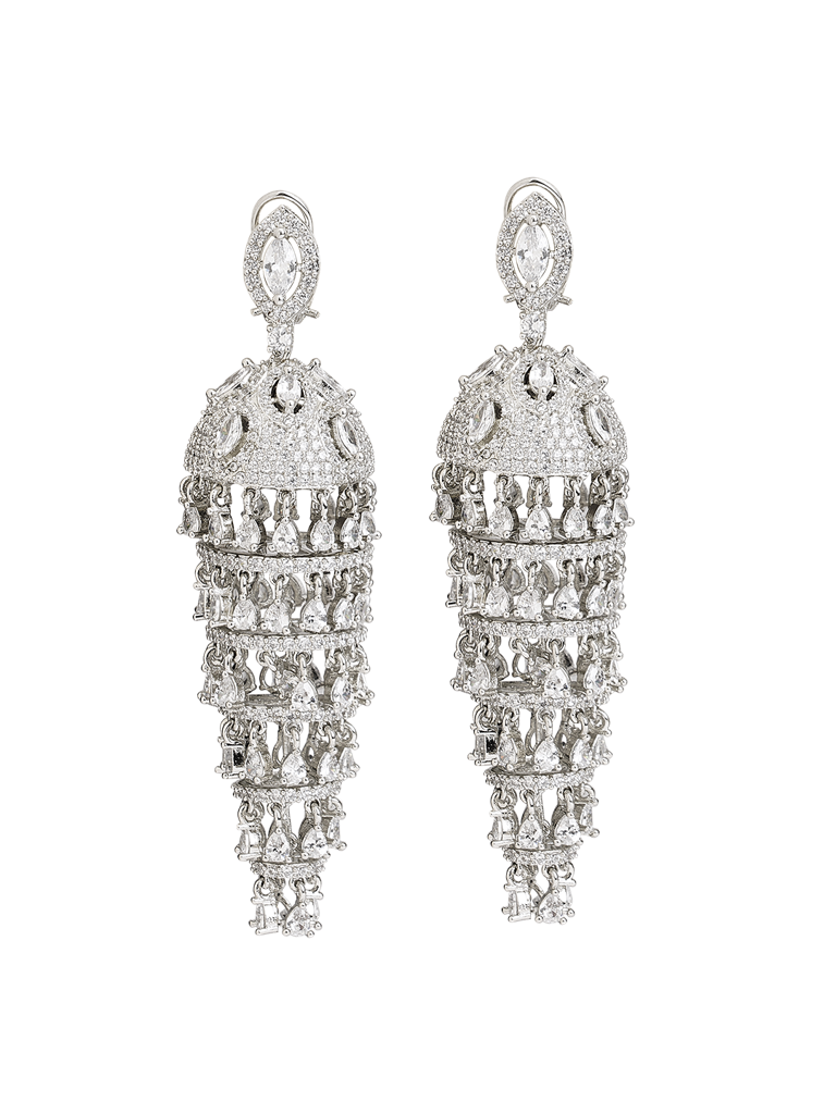 Sparkling Chandelier Cz Jhumki Earrings : WFEC429