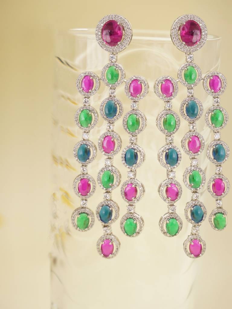 Vibrant Vibe Ruby-Emerald Earrings : WFEC490