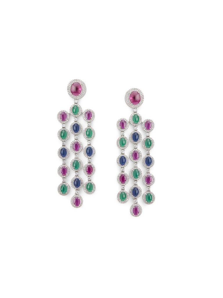Vibrant Vibe Ruby-Emerald Earrings : WFEC490