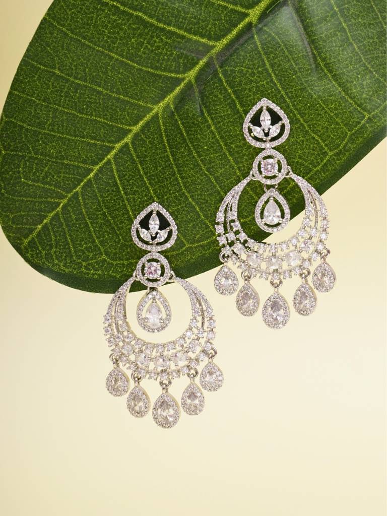 Dazzle Diamante Chandbali Earrings : WFEC491
