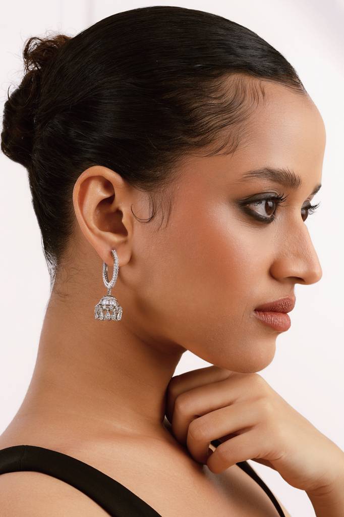 Diamante Jhumki Drop Earrings : WFEC492
