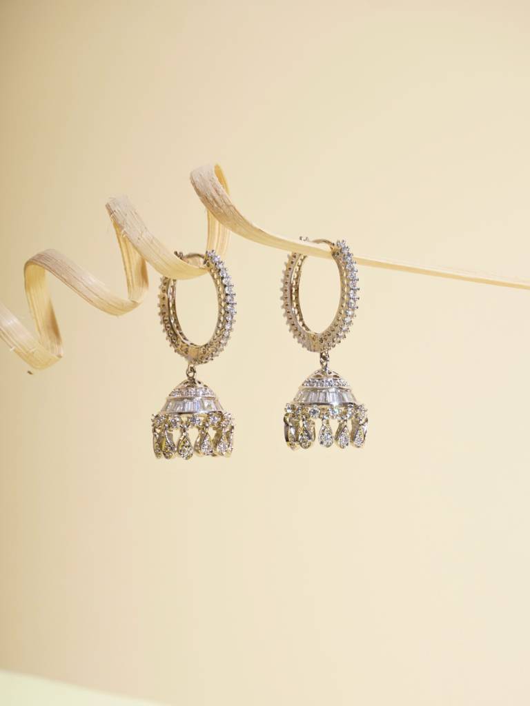 Diamante Jhumki Drop Earrings : WFEC492