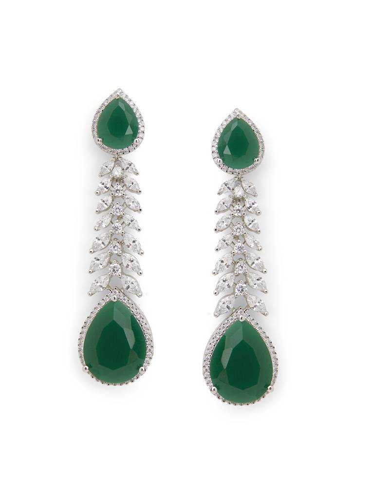 Diamante Emerald Link Dangler Earrings : WFEC493