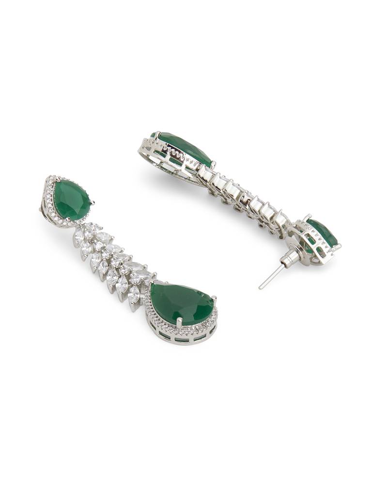 Diamante Emerald Link Dangler Earrings : WFEC493