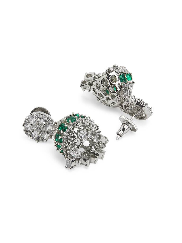 Diamante Emerald Green Mini Jhumkis : WFEC494