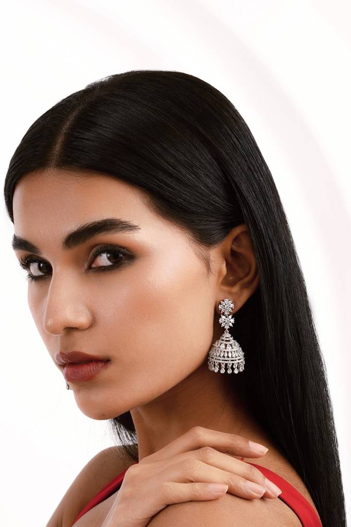 Diamante Dazzling Dome Jhumkis : WFEC496