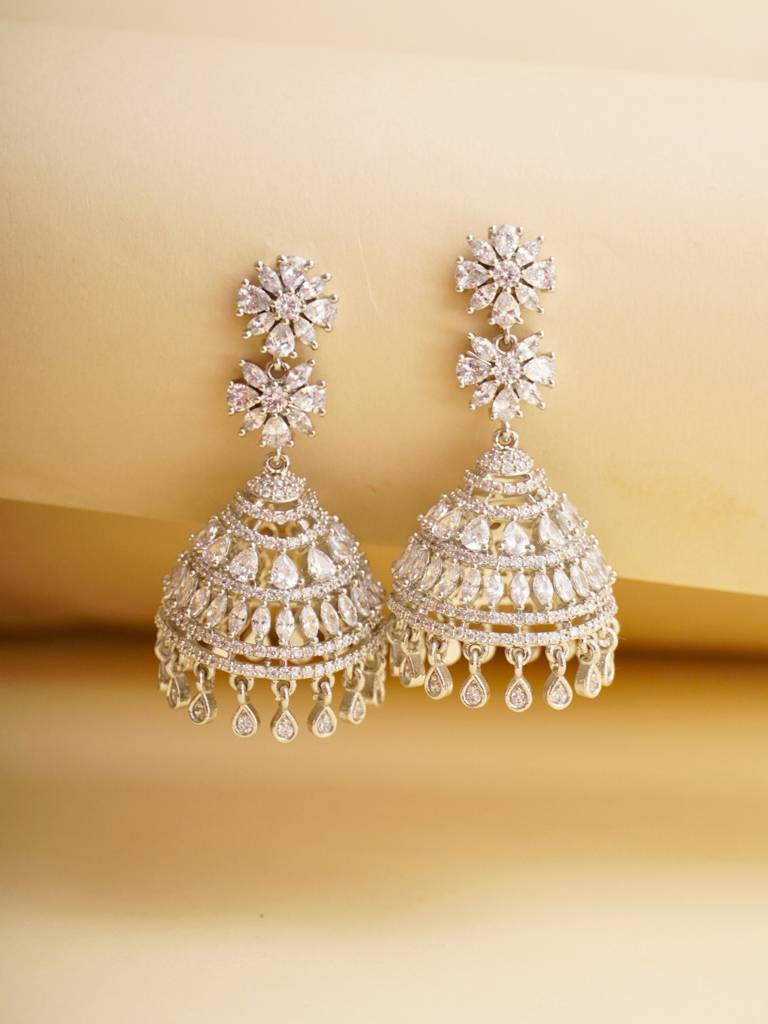 Diamante Dazzling Dome Jhumkis : WFEC496