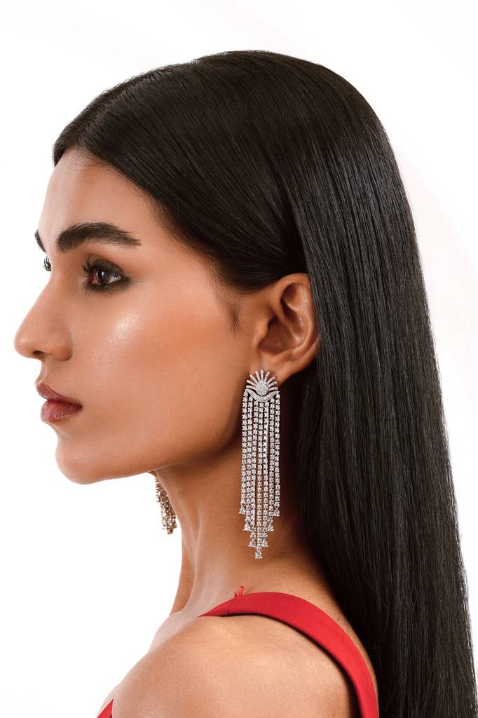 Diamante Cascading Waterfall Earrings : WFEC497