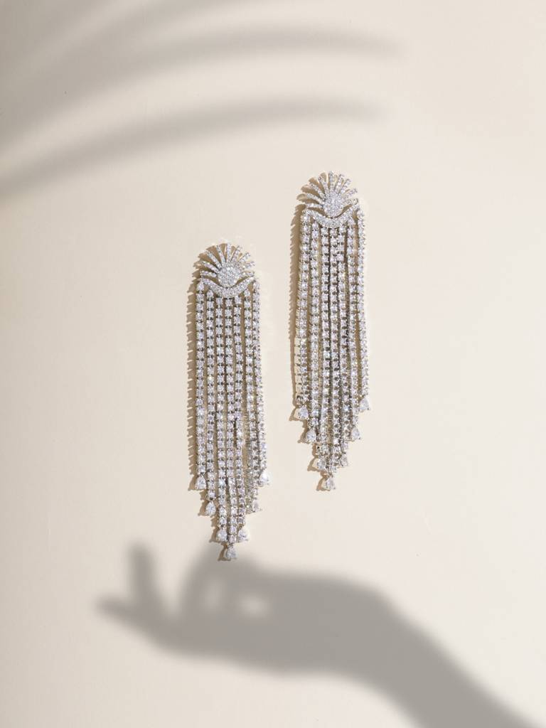 Diamante Cascading Waterfall Earrings : WFEC497