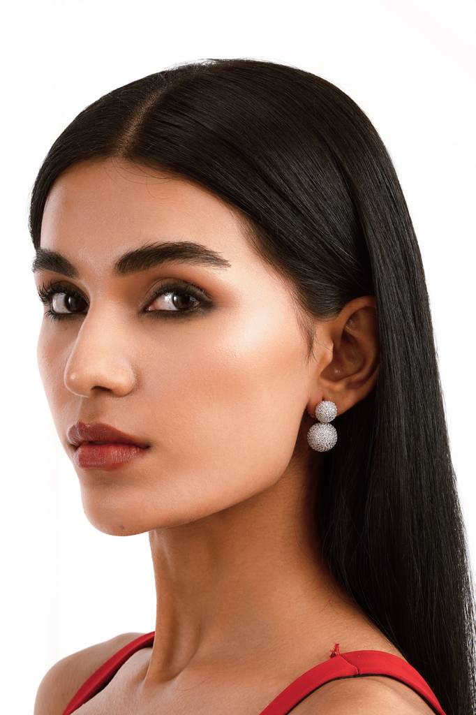 Diamante Glitz Sphere Drop Earrings : WFEC498