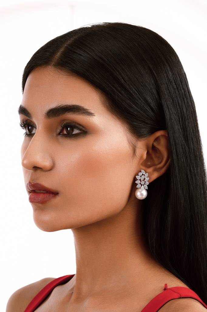 Celestial Pearl Drop Diamante Earrings : WFEC499