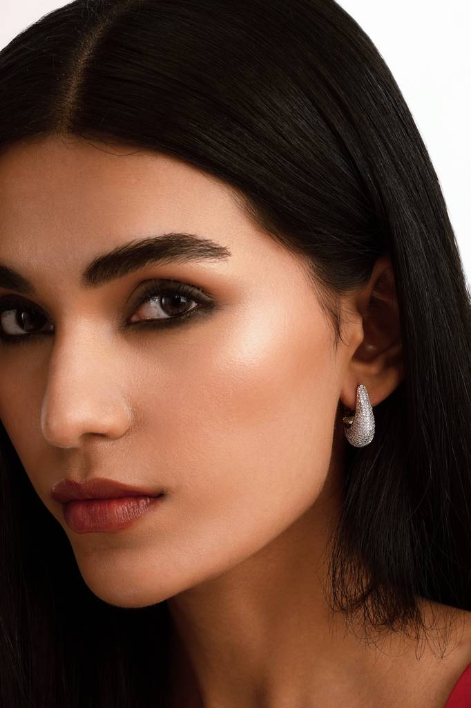 Studded Hug Diamante Earrings : WFEC502
