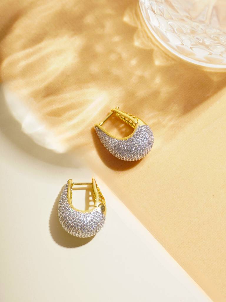 Studded Hug Diamante Earrings : WFEC502